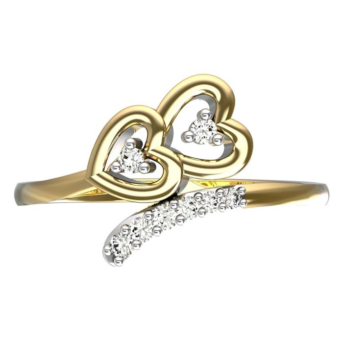 10 kt Yellow Gold Diamond Ring in 0.05 carat Heart Shaped Round Cut Diamond Fashion Ring for women